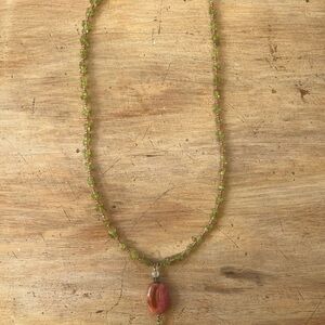 Elegant Green and Pink Beaded Necklace